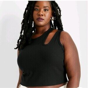 2/$25🆕️ Future Collective Kahlana Barfield Brown 4x Black Cut Out Crop Tank Top